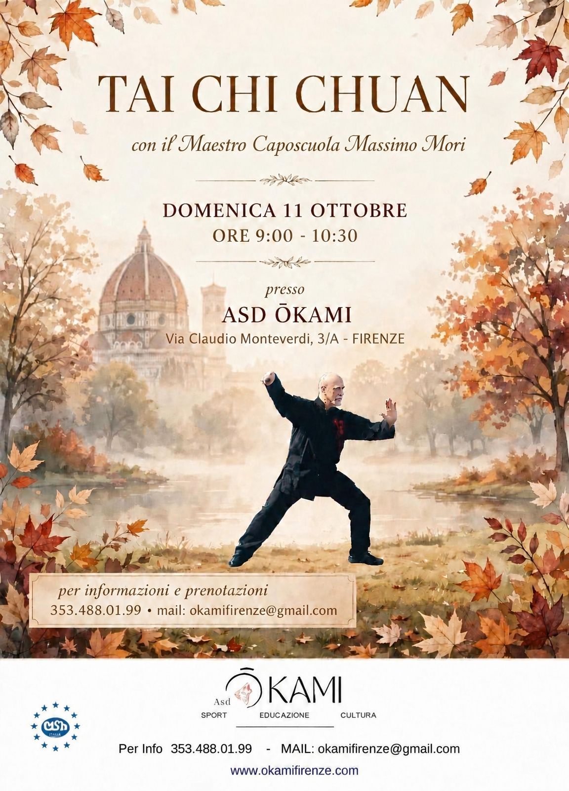 LEZIONE DI TAI CHI CHUAN CON IL MAESTRO CAPOSCUOLA MASSIMO MORI