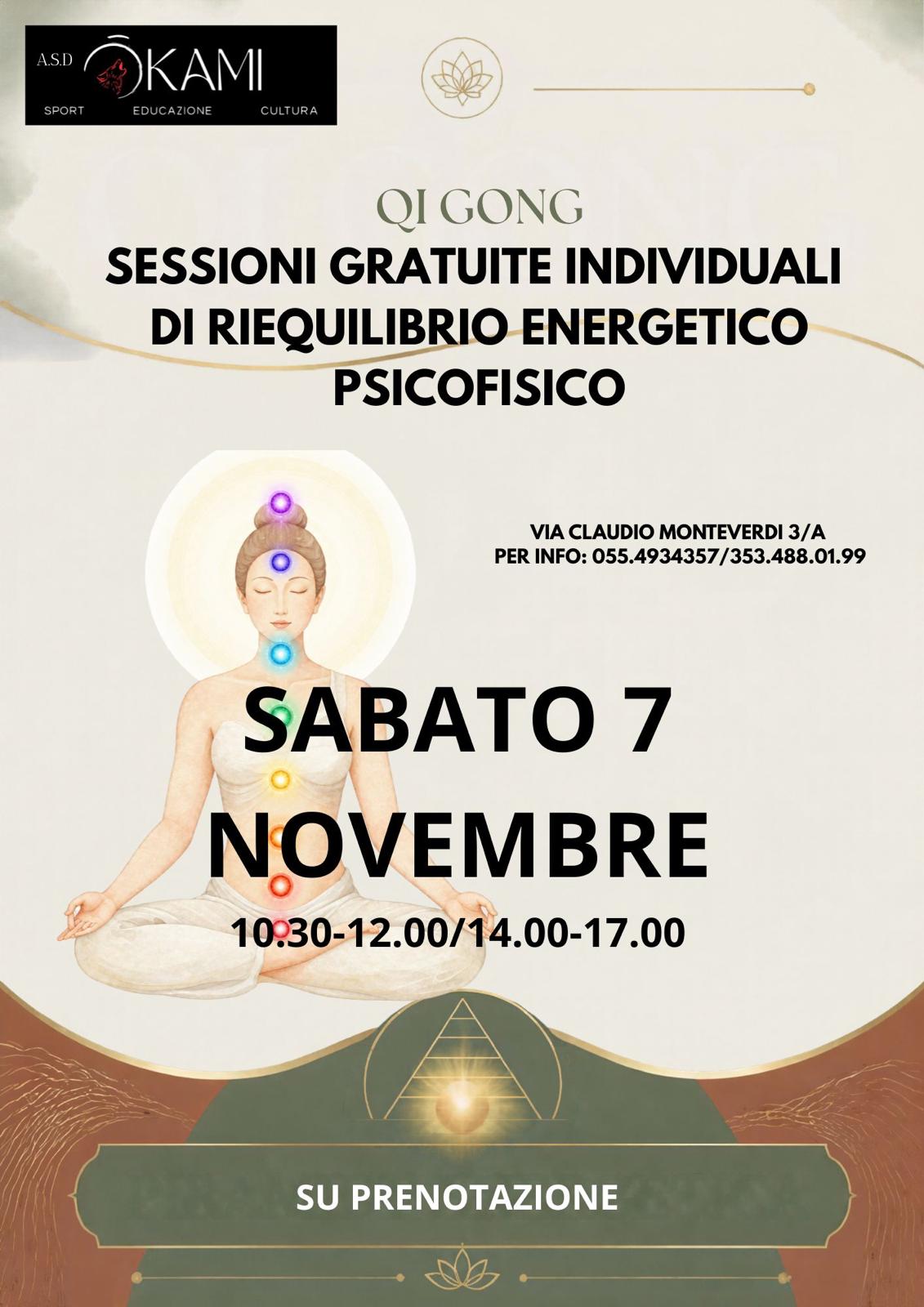SESSIONI GRATUITE DI RIEQUILIBRIO ENERGETICO PSICOFISICO - SABATO 7 NOVEMBRE