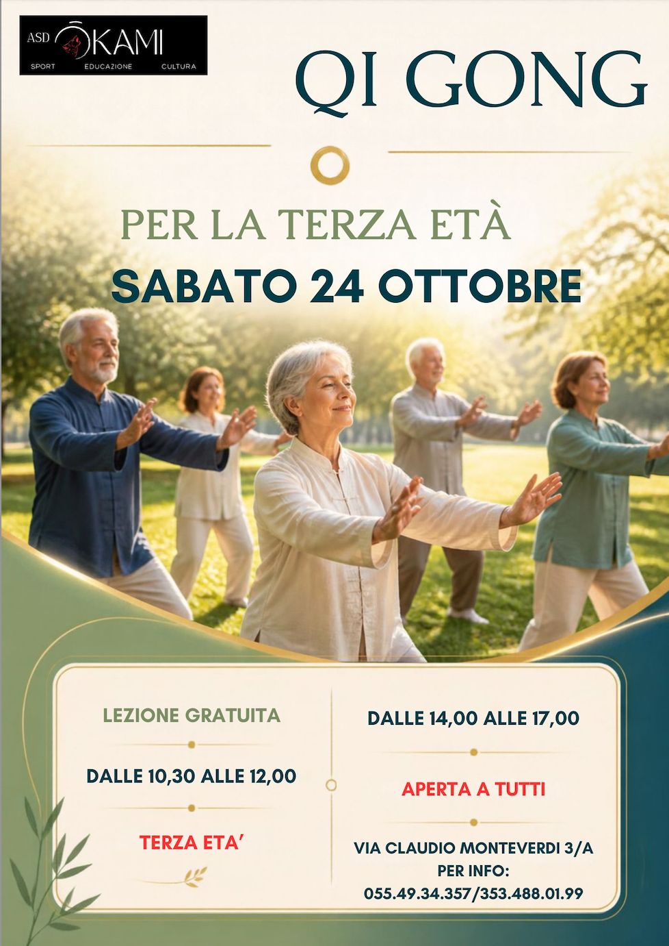 QI GONG PER LA TERZA ETA' - SABATO 24 OTTOBRE